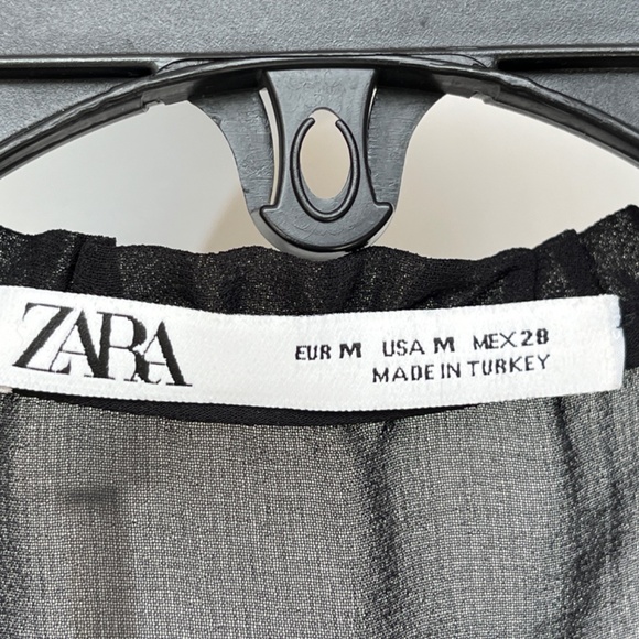 Zara (M) black dress with ruffles, chiffon, sheer, with slip. Office. Cocktail. - Picture 3 of 16